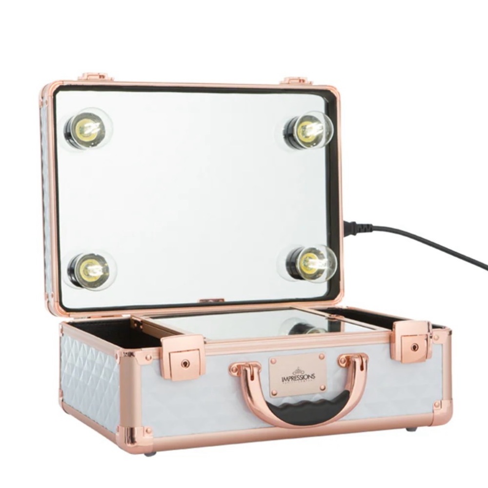 Impressions Rose Gold and White Portable Vanity Case (never used)
